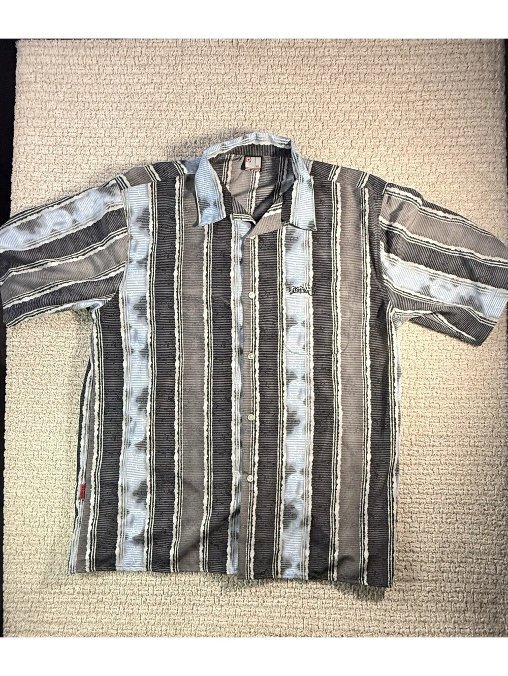 Y2K Southpole Button Up Shirt XL Hip Hop Streetwear Graffiti Print Short Sleeve